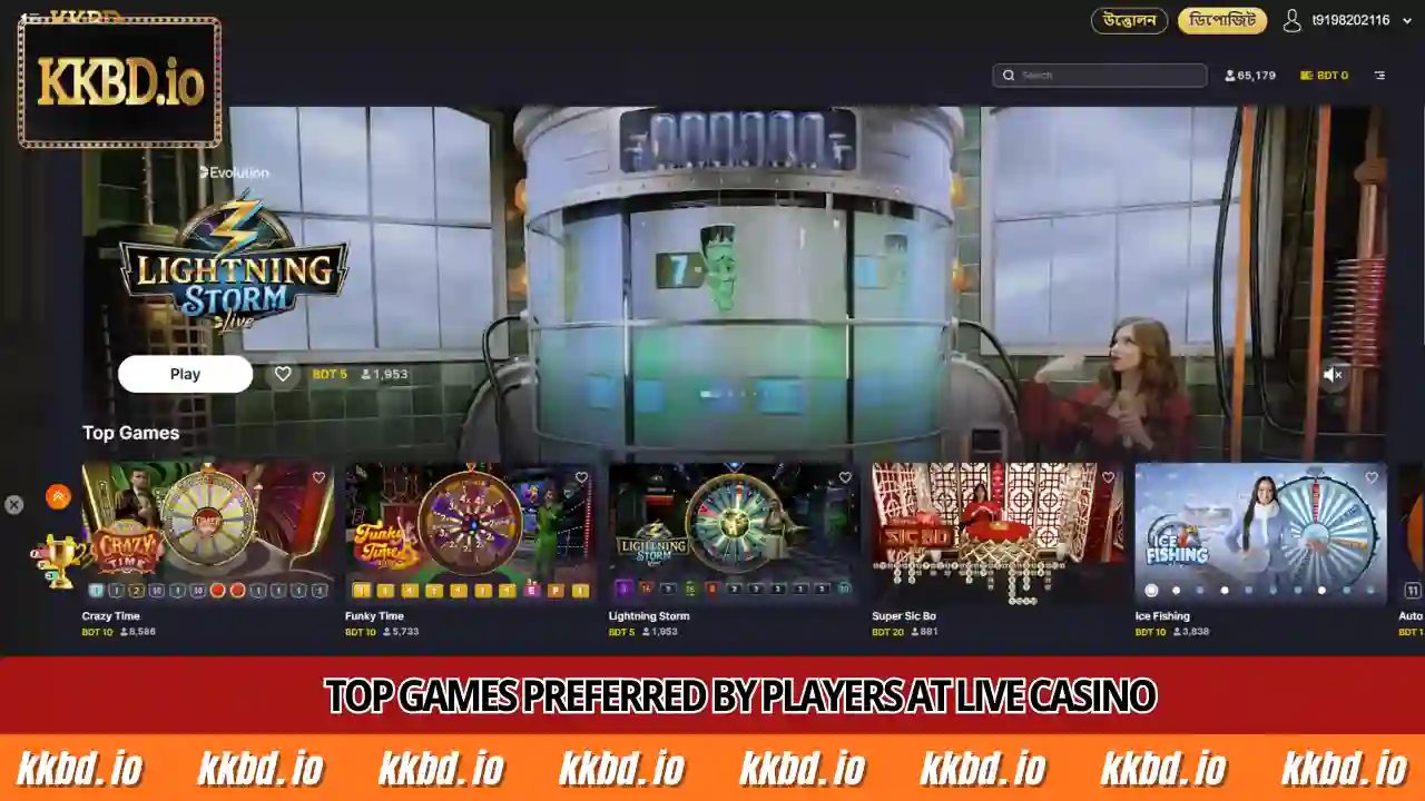 Top games preferred by players at Live Casino